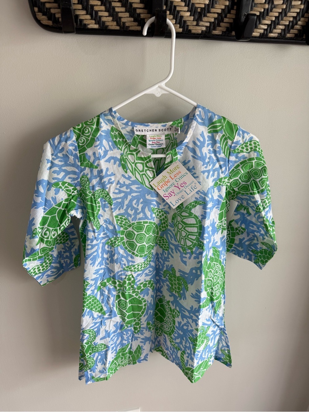 Gretchen Scott Little Girl Dress - Turtle Print - Blue/Green - Kid Sz 6/8 - NWT